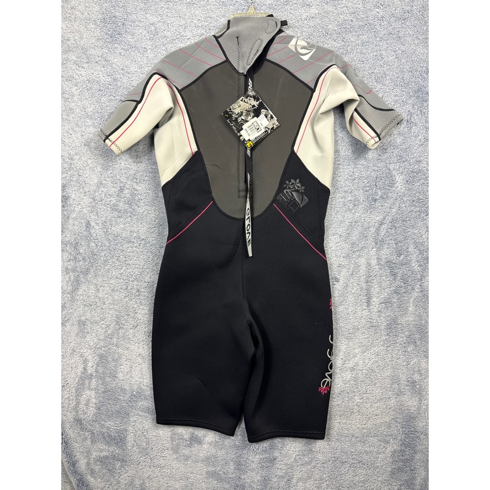 Body Glove Womens 11/12 Black Springsuit Wetsuit Short Sleeve Floral RN 101737